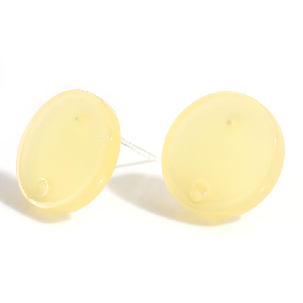 10 Piece Acrylic Geometry Series Ear Post Stud Earrings Findings Round Multicolor With Loop 14mm Dia. For Women Jewelry Gifts