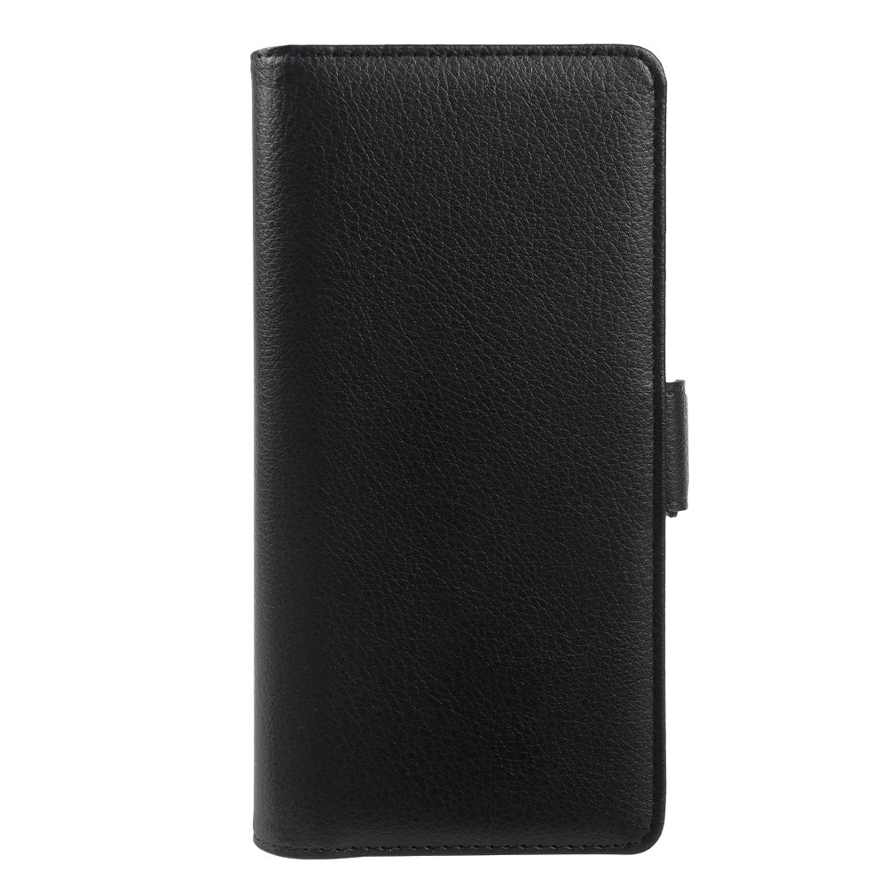 For iPhone 15 Pro Wallet Case with Dual Magnetic Clasp Litchi Textured Leather Flip Stand Phone Cover