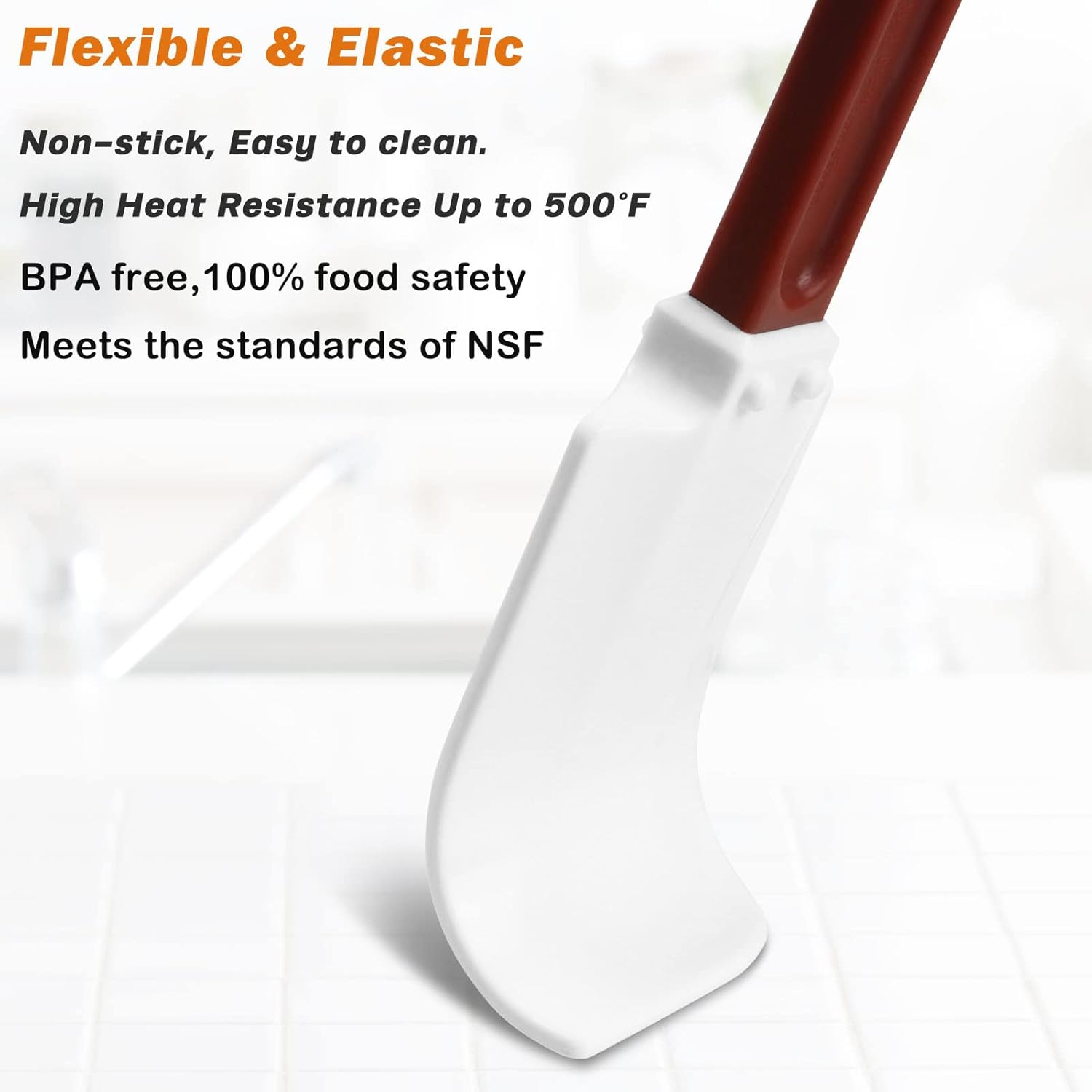 High-Temp Silicone Spatulas, 10 Commercial Spatula 500°F Heat-Resistant Non-Stick Silicone Scraper, Set of 2 (10-Inch, NSF)
