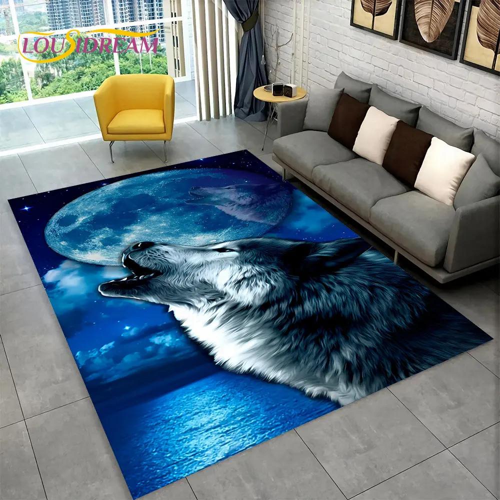 3D Tiger Leopard Cheetah Lion Wolf Area Rug,Carpet Rug for Living Room Bedroom Sofa Doormat Kitchen Decor,Kid Non-slip Floor Mat