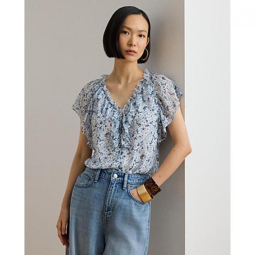 Lauren Ralph Lauren Floral Ruffle Trim Jozette Blouse Wmlrshtsn820140100 XS
