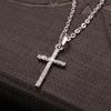 Rhinestone Cross Necklaces Silver Gold Color Long Chain Simple Pendants for Women Men Zircon Jewelry Gifts