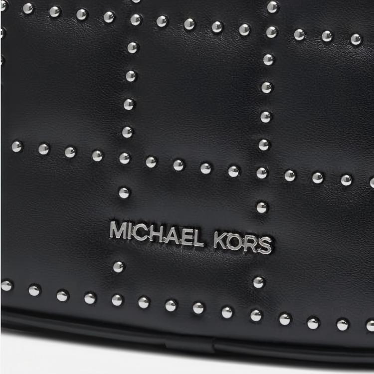 New MICHAEL KORS Carmela Artificial Leather Shoulder Bag, Saddle Bag, Crossbody Handbag Small Women's Black 35R5S1QC1V-001