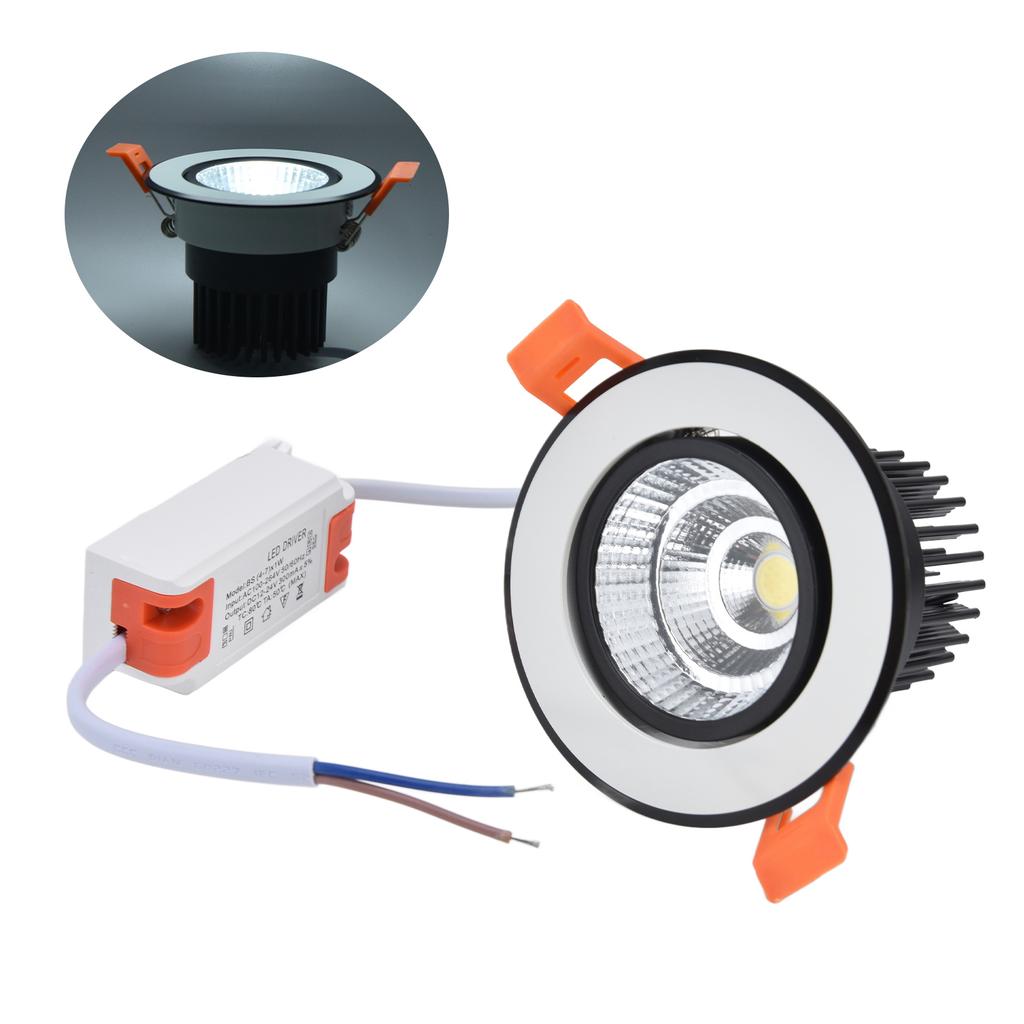 3.3in 7W COB LED Downlight 6000K 100‑264V Adjustable Downlight Embedded Ceiling Light for Bedroom