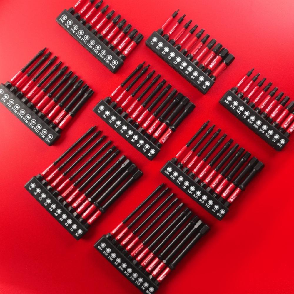 Batch Head Impact Screwdriver Bits S2 Steel Hex Shank Screwdriver Bits  With Holder