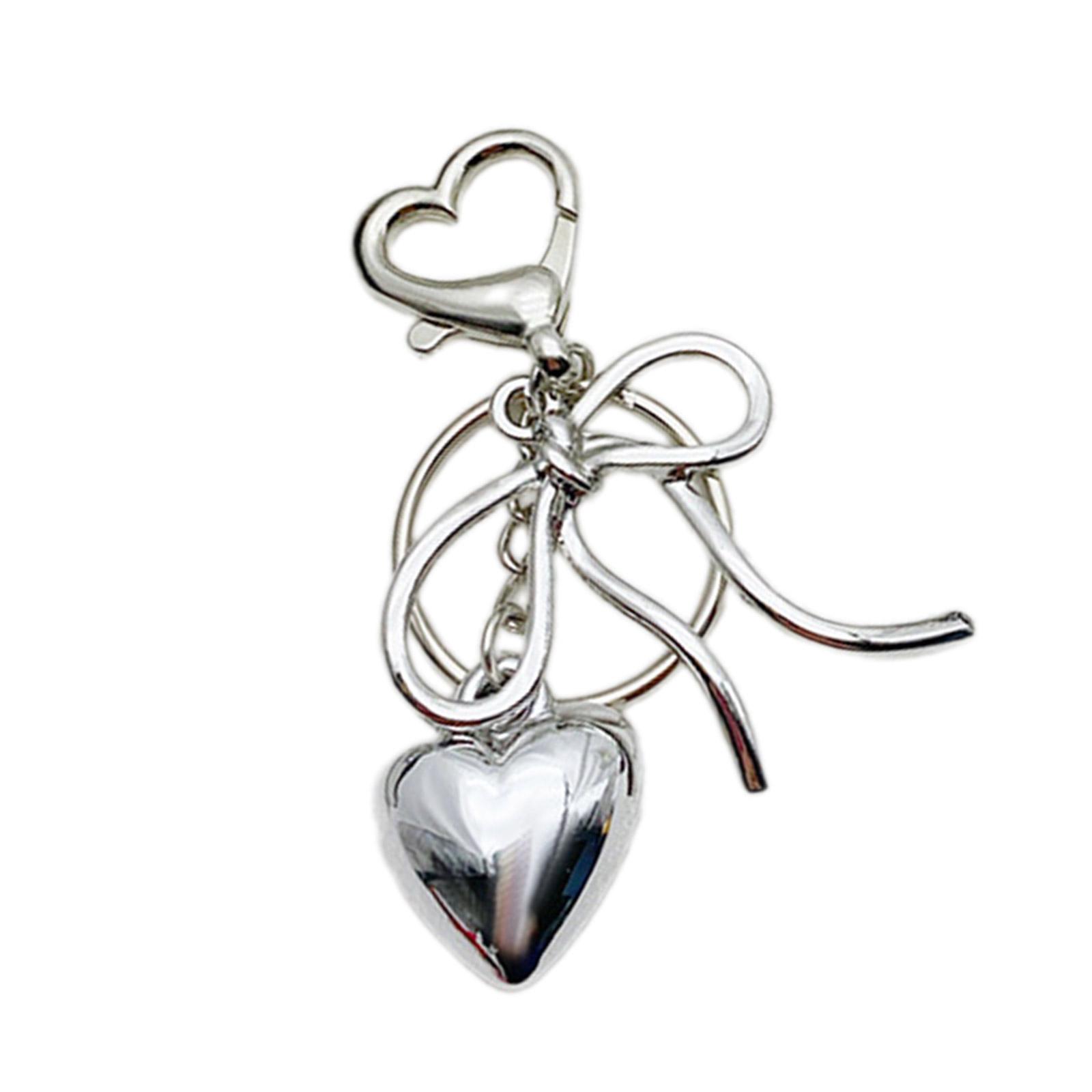 

Металлический бант в форме сердца, очаровательные брелки, простой кулон, автомобильный брелок, украшение для рюкзака, модные украшения для женщин и девочек серебряный