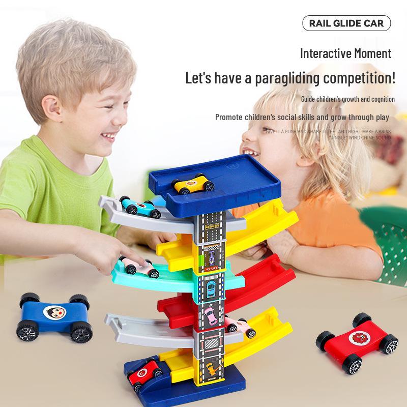 Multi-Layer Educational Inertial Gliding Track Toy Car for Kids Aged 3-6