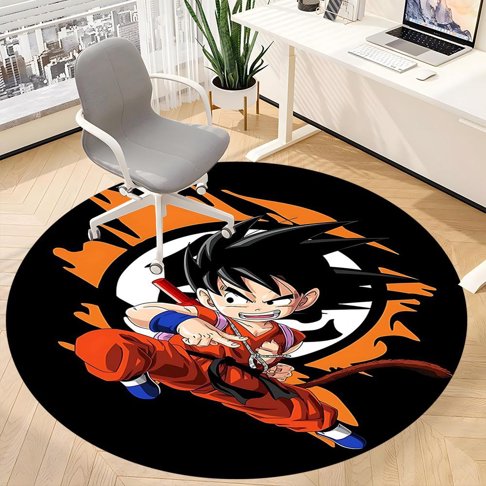 1pc Goku Saiyan Office Round Area Rug, Indoor Mat Suitable For Office,Bedroom Living Room Home Decor, Room Deco A0928203