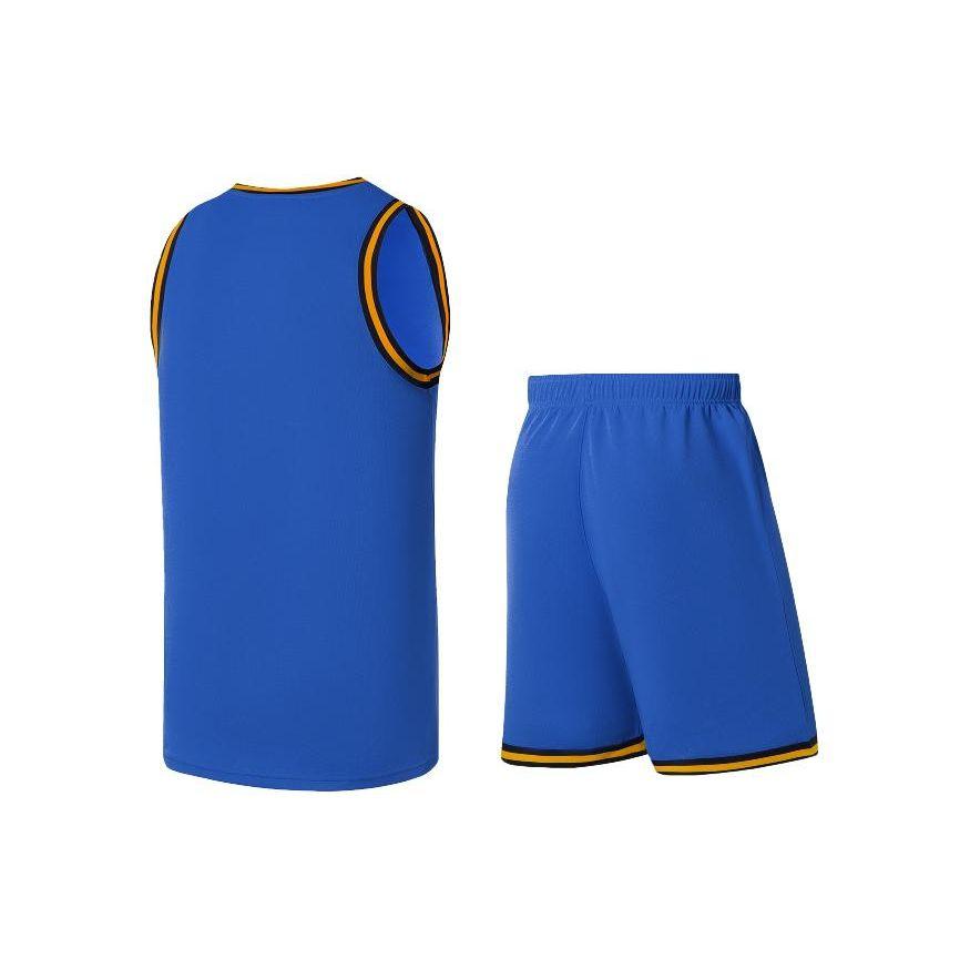 Li Ning Bezrukávová vesta s grafickým potiskem a elastické šortky středního pasu Ležérní sportovní souprava Pánské soupravy Pekingská modrá AATU047-4