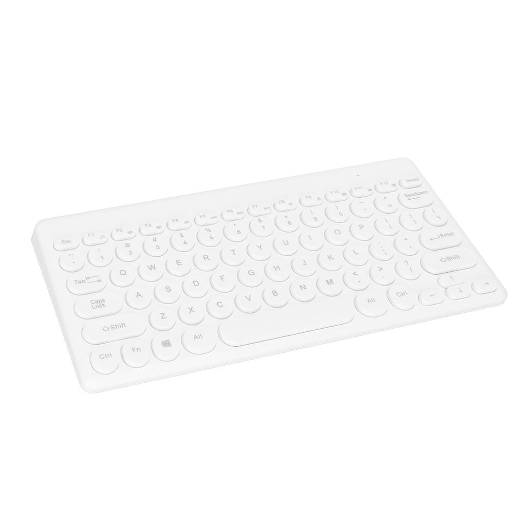 Wireless Keyboard 2.4G 78 Keys Ergonomic Design Portable Slim Power Saving Round Keycaps USB Keyboard