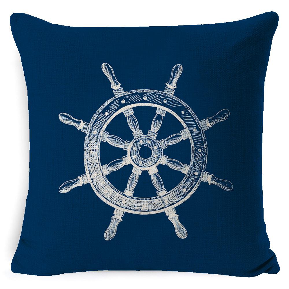 Cushion Cover Ocean Anchor Linen Pillow Cover Simple Sailing Sofa Living Room Pillow Cover Premium Durable Quality