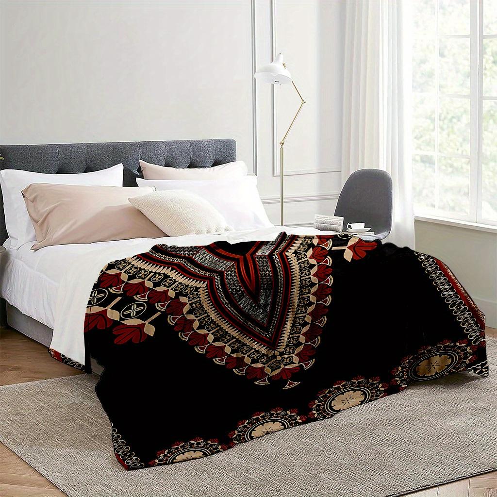 Custom African Dashiki Blanket Tribal Pattern Personalized Name Fleece Throw All Season Soft Warm Bedding Home Decor Gift
