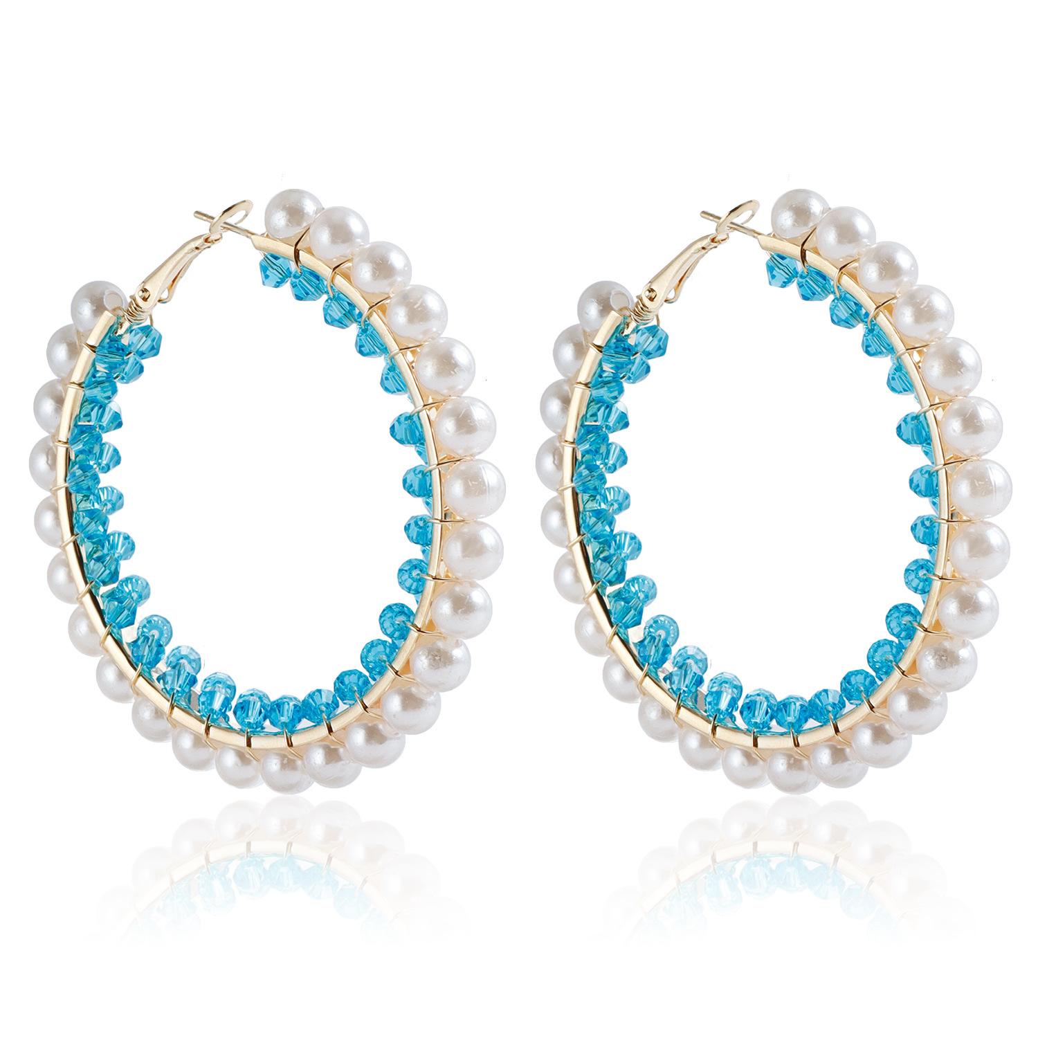 

Ethnic style large circle pearl crystal earrings, sexy atmosphere retro earrings золотой