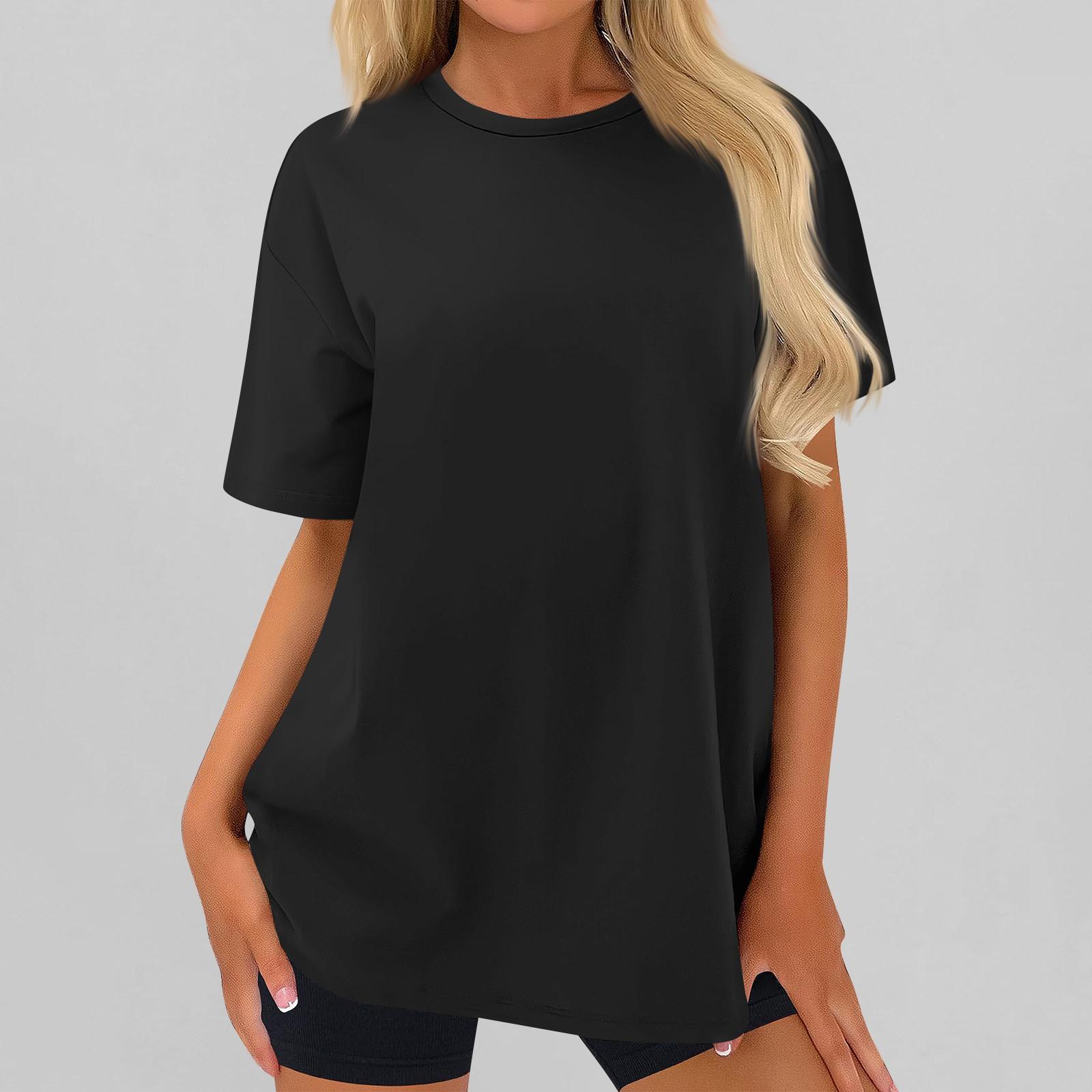 

Женский модный повседневный однотонный топ с круглым вырезом и тремя рукавами с половиной рукавами XXL чёрный