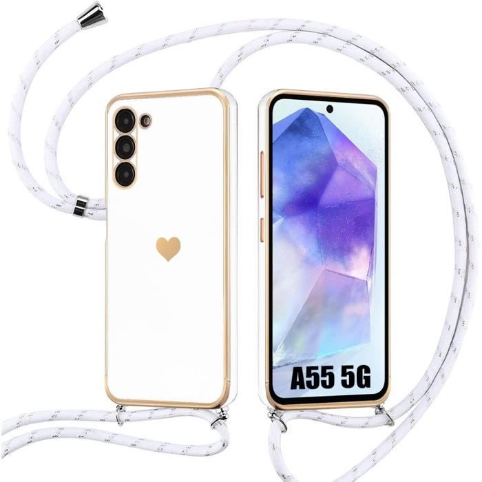Coque - PROSHOP - pour Samsung Galaxy A55 5G - Antichoc - Souple - Lanière Motif Amour