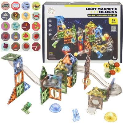 Magnetic Construction Blocks Luminous Ball Track Roller Coaster Set 69 Pcs.