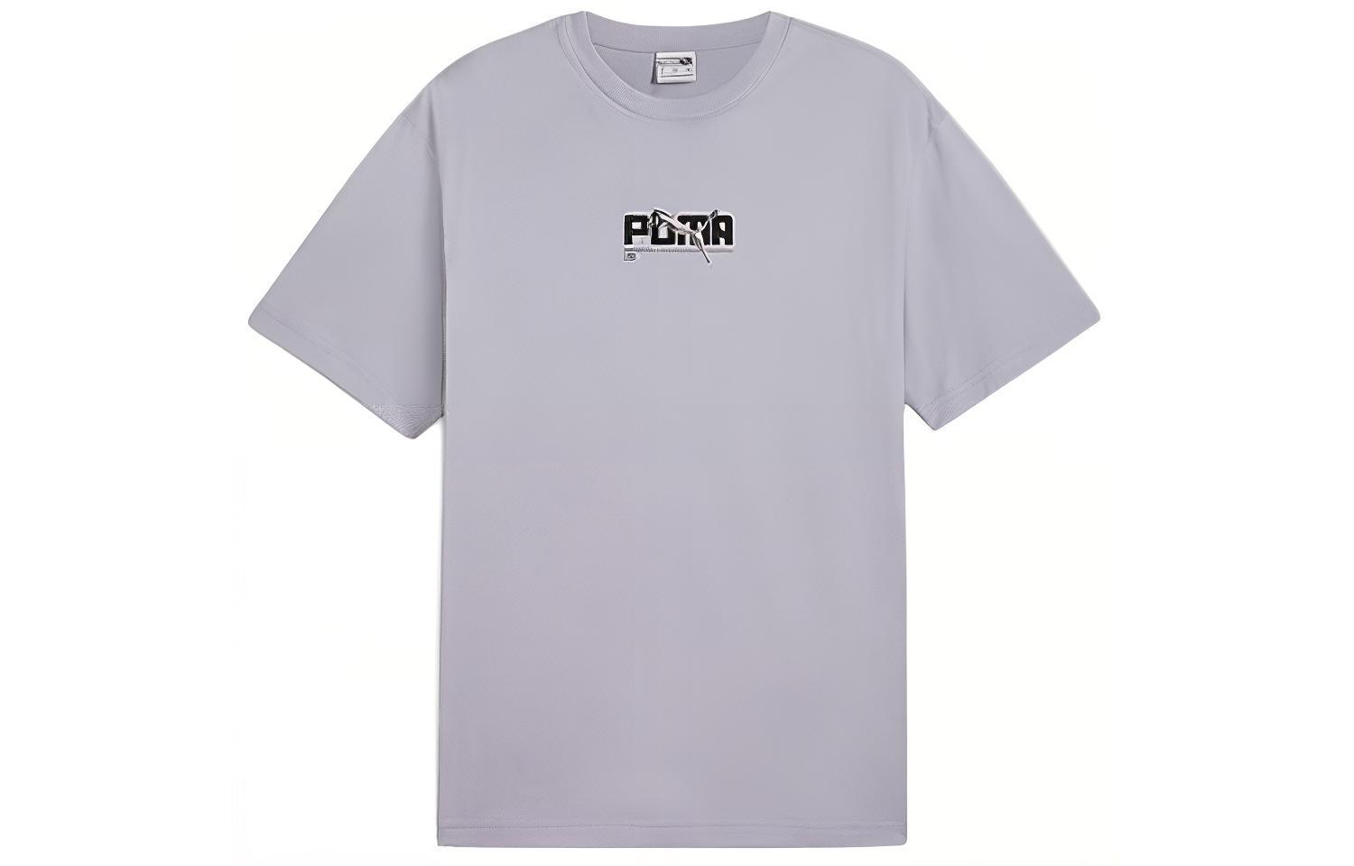PUMA T Shirts Unisex Gray Crew Neck Moderate Straight Fit 629452-63 S