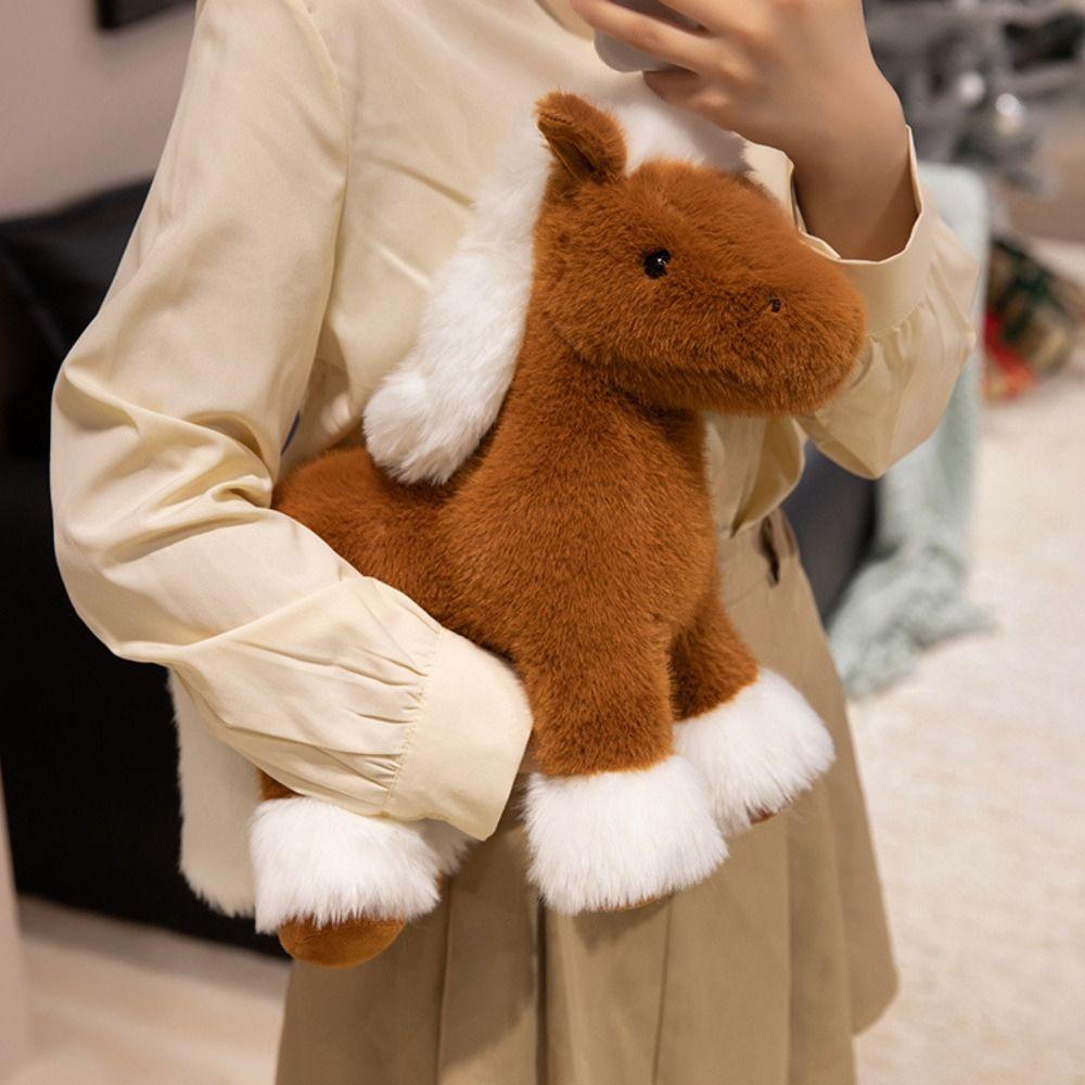 

Standing Foal Plush Doll Long Mane Cartoon Horse Stuffed Toy Pony Plush Toys Easter Gifts 23cm-Style 2
