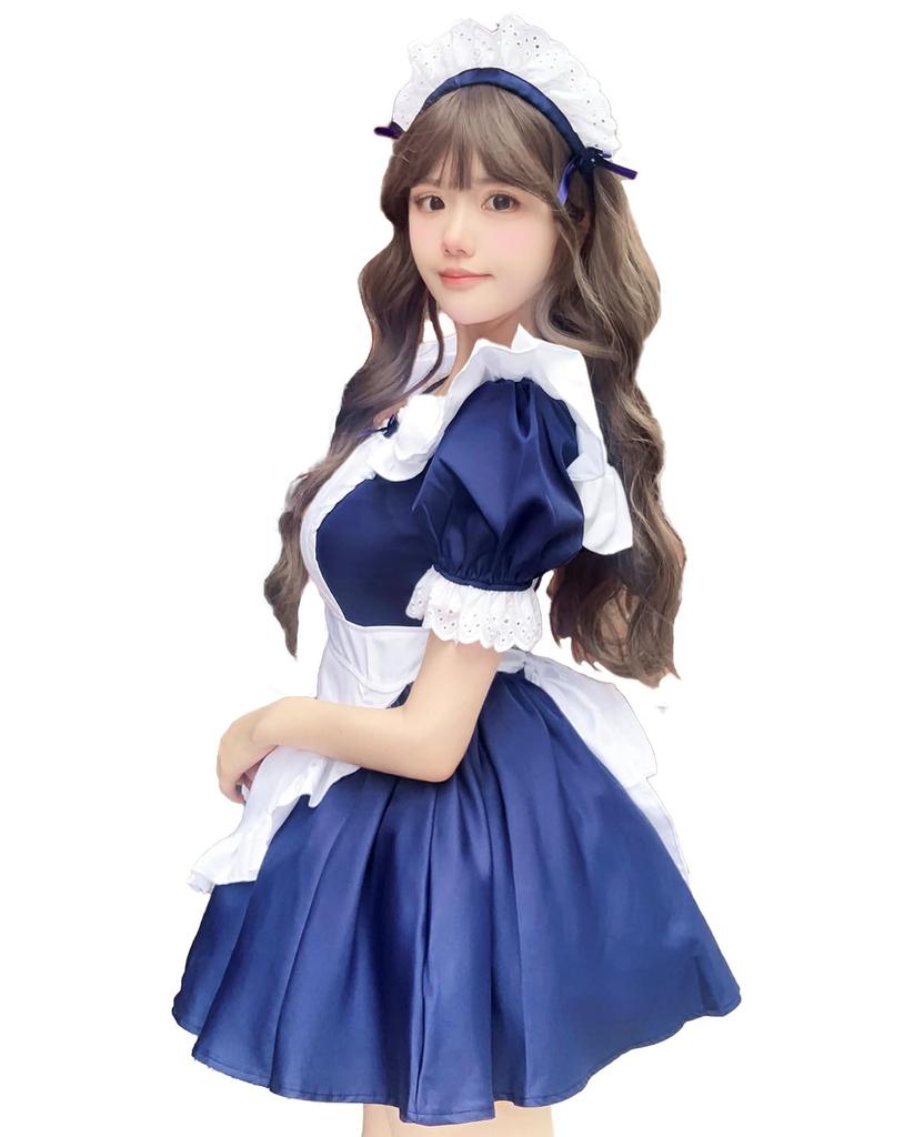 [CR ROLECOS] Maid Costume with Pannier, Plus Size, Cute Maid Cosplay Costume, Perfect for Halloween, Cafes, Photo Shoots, Cultural Festivals, Events,