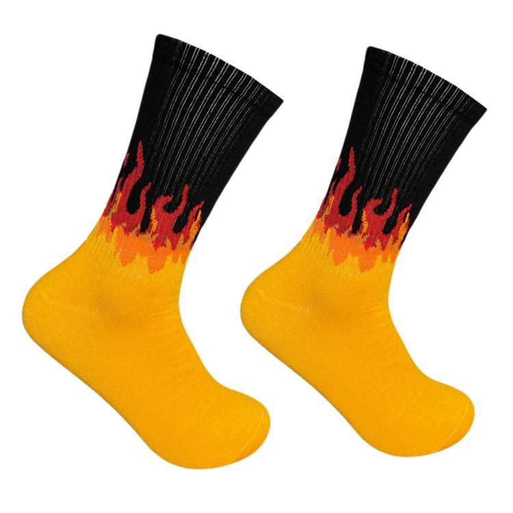 Flame Mid-Calf Skate Socks: Unisex European & American Hip-Hop Street Style, Versatile High-Top Sports Design.