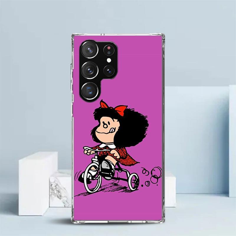 Cartoon Cute Mafalda Phone Case For Samsung Galaxy S24 S25 Edge S26 Ultra S22 S23 Plus S21 + S20 FE Soft TPU Back Cover Galaxy S