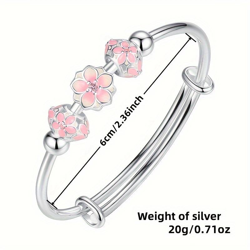 Pure silver pink cherry blossom bracelet is beautiful, stylish, and elegant, suitable for gifting and daily wear
