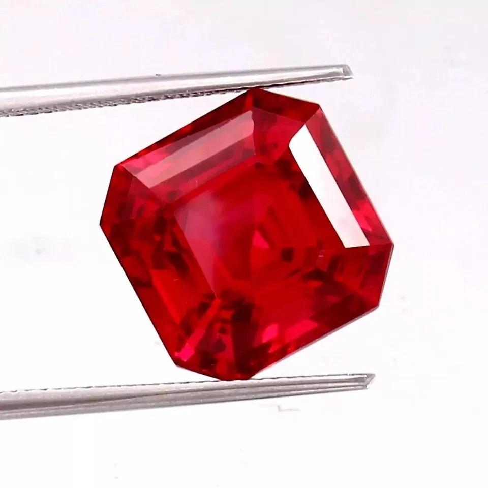 Certified Natural Blood Red Ruby Asscher Cut 12+ Ct Stunning Loose Gemstone