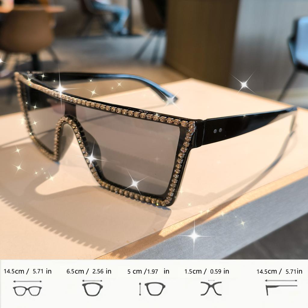 Extra Large Square Luxury Rhinestone Fashion Prop sunglasses for Photo Shoots