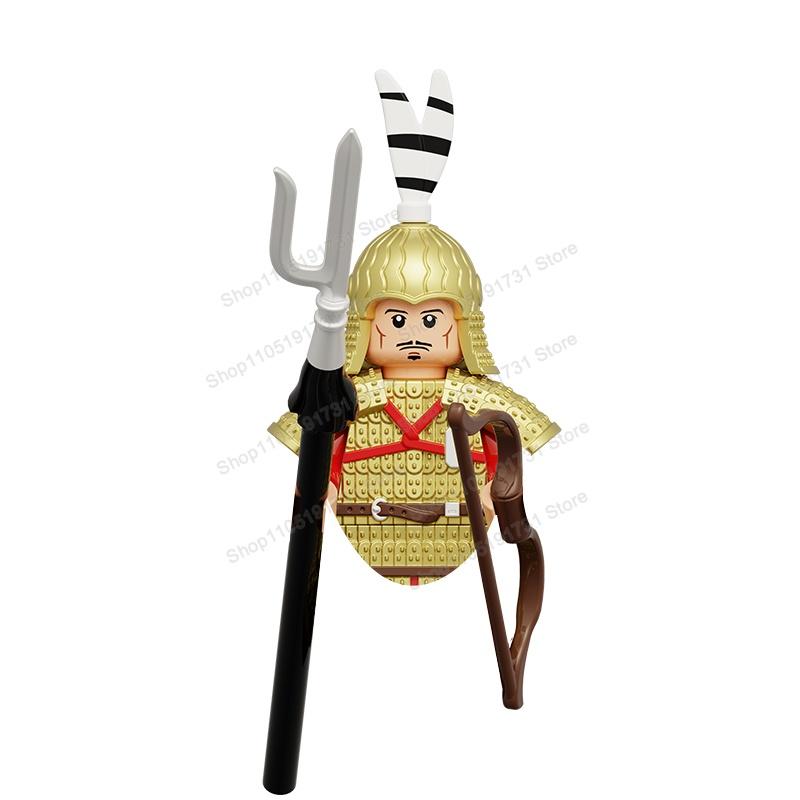 MOC Chinese Soldier Figures Building Blocks Shangzhou Dynasty Qin Dynasty Castle Warrior Knights Army Accessories Bricks Toys