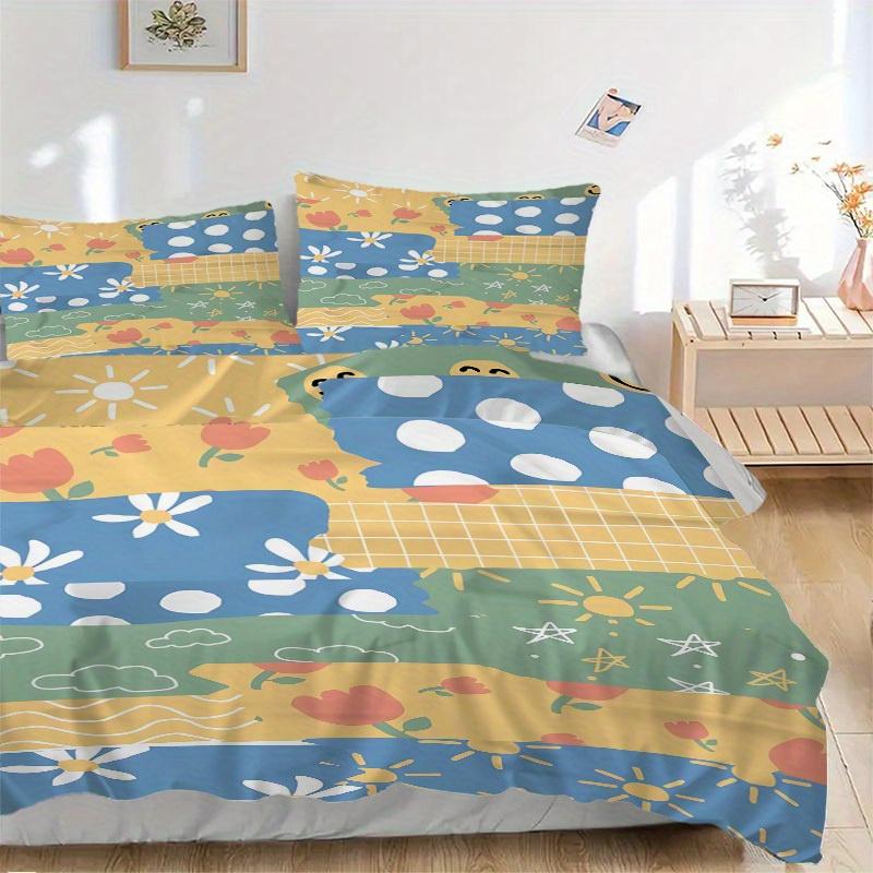 

3pcs Floral Patterns Bedding Set, Suitable for Bedroom Decoration, (Includes 1 Duvet Cover And 2 Pillowcases, Quilt Not Included) yy250822200 135x200cm