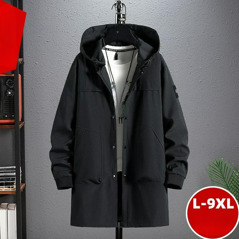 

L-9XL Плюс Размер для Полных Мужская Весенняя Длинная Ветровка Имитация Двух Предметов M чёрный