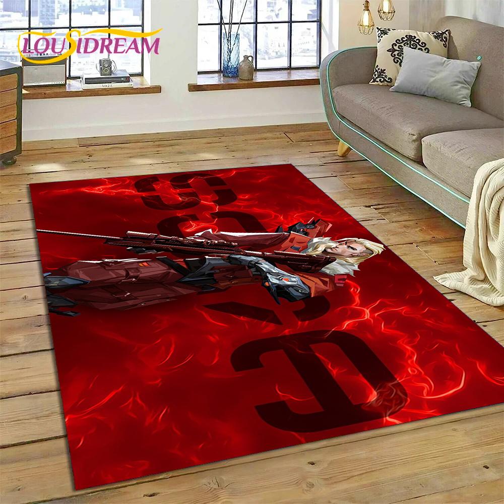 3D Nejnovější Kreslený Herní Koberec VALORANT pro Dekoraci Obývacího Pokoje Ložnice, Podlahová Rohožka Protiskluzová Dekorace pro Pohovku Rohožka Dárek Dítě