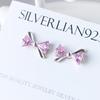 925 Silver SE039 Gem Ribbon Silver Earrings