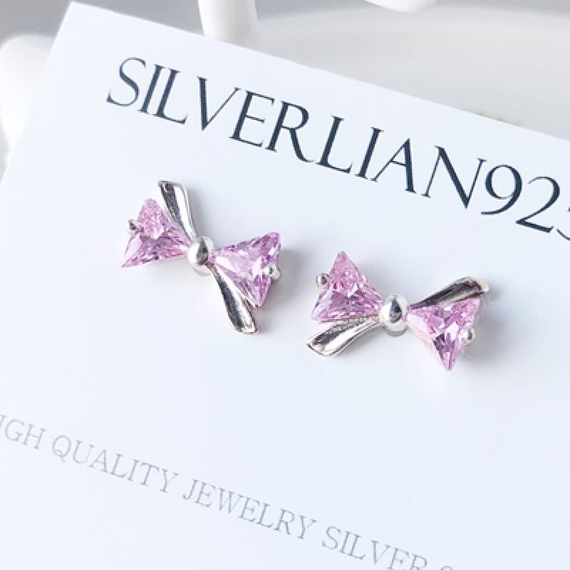 

925 Silver SE039 Gem Ribbon Silver Earrings se039