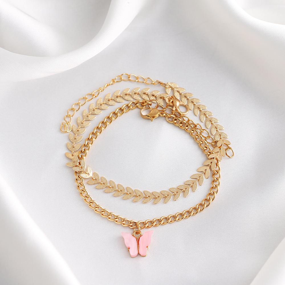 Retro and Exaggerated New Multi-layer Butterfly Anklet Double-layer Anklet Fashion Trend Girl Multi-layer Anklet Temperament Bracelet