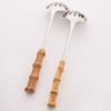 2Pcs/set Bamboo Wooden Handle Big Leaky Spoon Stainless Steel Tableware Long Handle Serving Spoon Fork Kitchen Cutlery Set