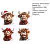 4 Stück/Set Weihnachten Highland Kuh Fensteraufkleber Abnehmbar Wasserdicht Weihnachtsmannmütze Hochlandrind Statischer Glasaufkleber Feiertagsparty Dekoration Aufkleber