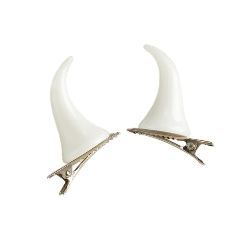 

1pair Bull Horn Shape Hairpins Hot Girl Goth Duckbills Hair Clip Halloween Goth Ponytail Braids Hair Clip for Woman
