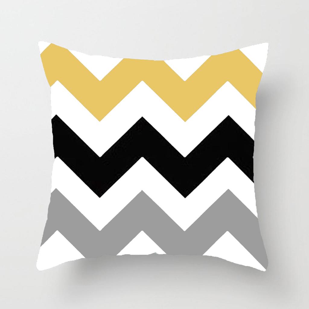 Warmgelbes und graues geometrisches Streifenmuster Kissenbezug Sofakissen verdickt Kurzplüsch Einfacher Kissenbezug Enthält keine Kissenbezüge