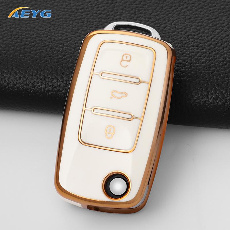 Fit For Vw Bora Polo Tiguan Jetta Passat B5 B6 B7 Golf Beetle Fit For Skoda Octavia Tpu Auto Key Fob Cover Full Case Housing Fit For Volkswagen