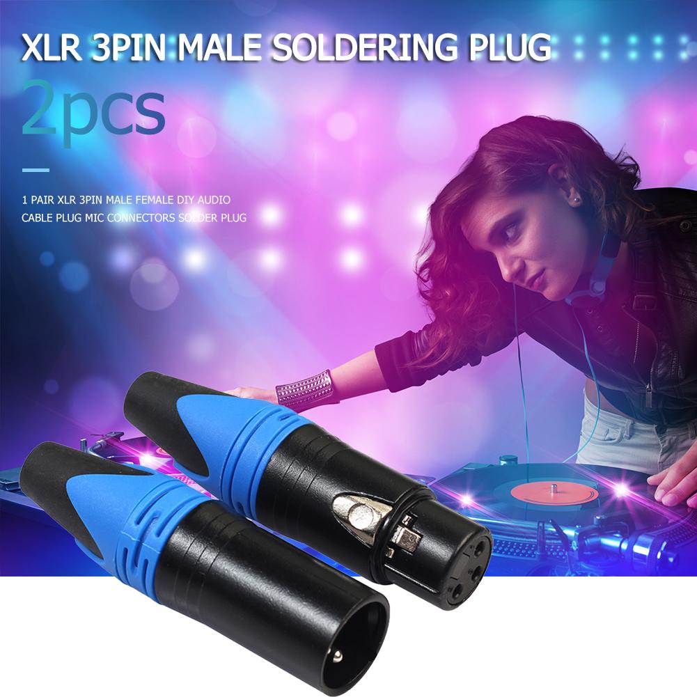 2pcs 3Pin XLR Connector Microphone Plug Male Female Adapter MIC Wire Connector