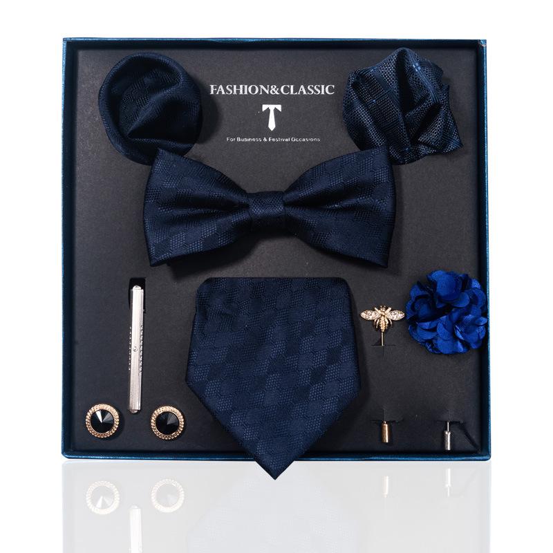 Luxury Groom Tie, Pocket Square & Boutonniere Gift Set for Weddings