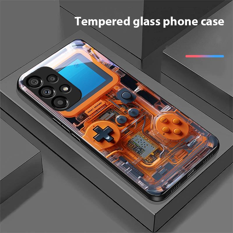 Zábavní stroj pro Samsung Galaxy S 8 9 10 20 Plus 21 FE 22 23 24 Ultra S7 Edge Černý Tvrzené Sklo Kryt na Telefon Pevný Kryt