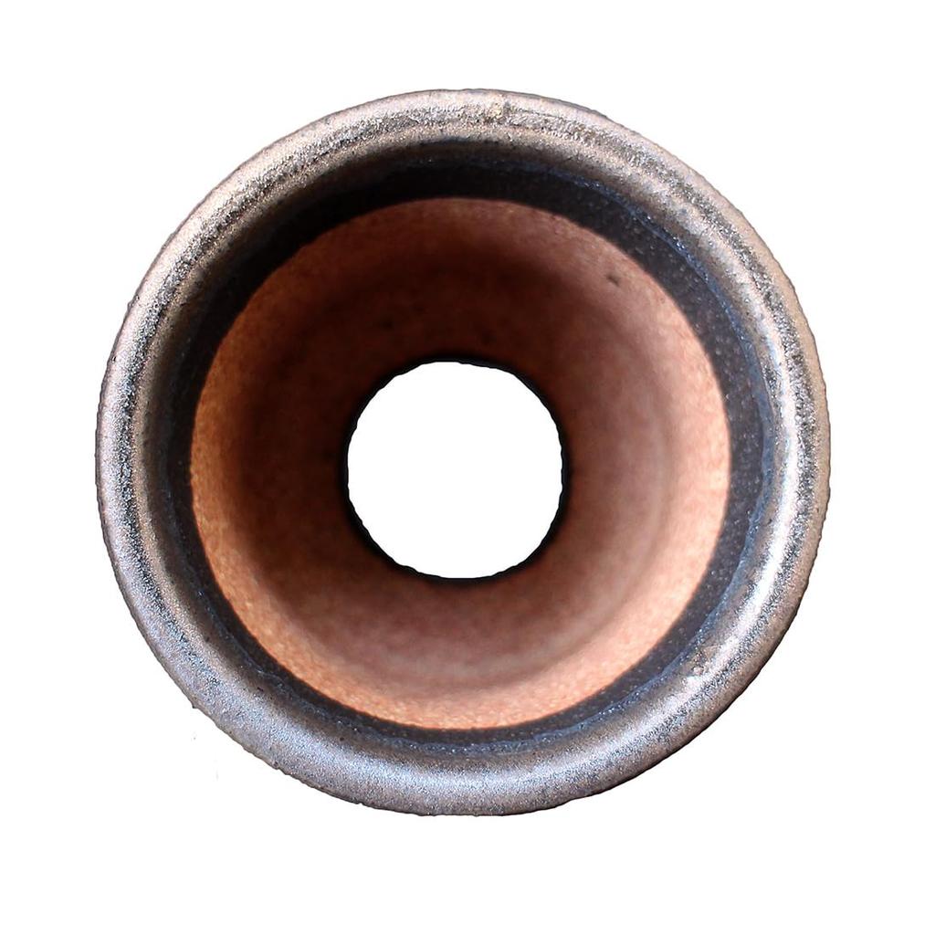 Umekichi Bonsai Cylindrical Bonsai Gold and Shigaraki for Tuberous Hanging Approximately 10cm Supplies, 3.5" Pot, Black, Ware, Wildflowers,