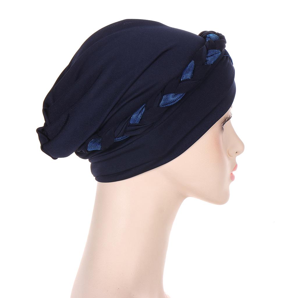 Multicolor Lurex Stitch Milk Silk Braid Headscarf Hat