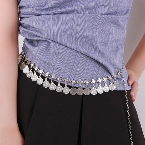 Round Coin Waist Chain Retro Style Extension Adjustable Length Belly Dance Waist Chain Women Fashion Accessory
