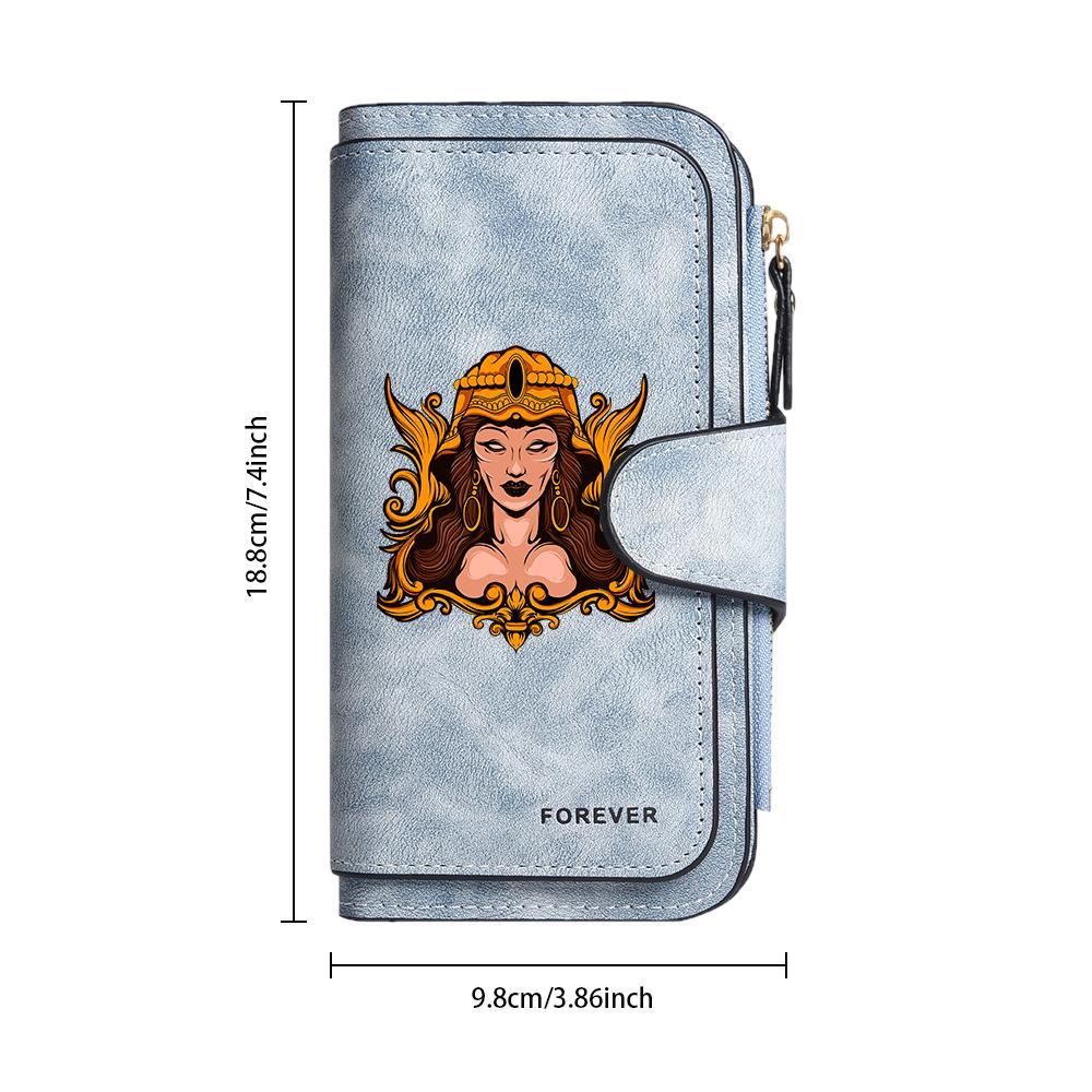 Gothic Lady Print Long Wallet Fashion Multi Slot Card Holder Portable Forever Purse