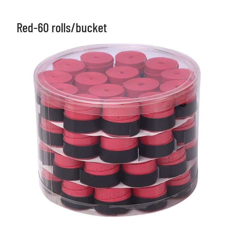 Elastic Perforated PU Leather Overgrip for Badminton, Tennis & Table Tennis Rackets, Fishing Rods with Ribbed Sweatband