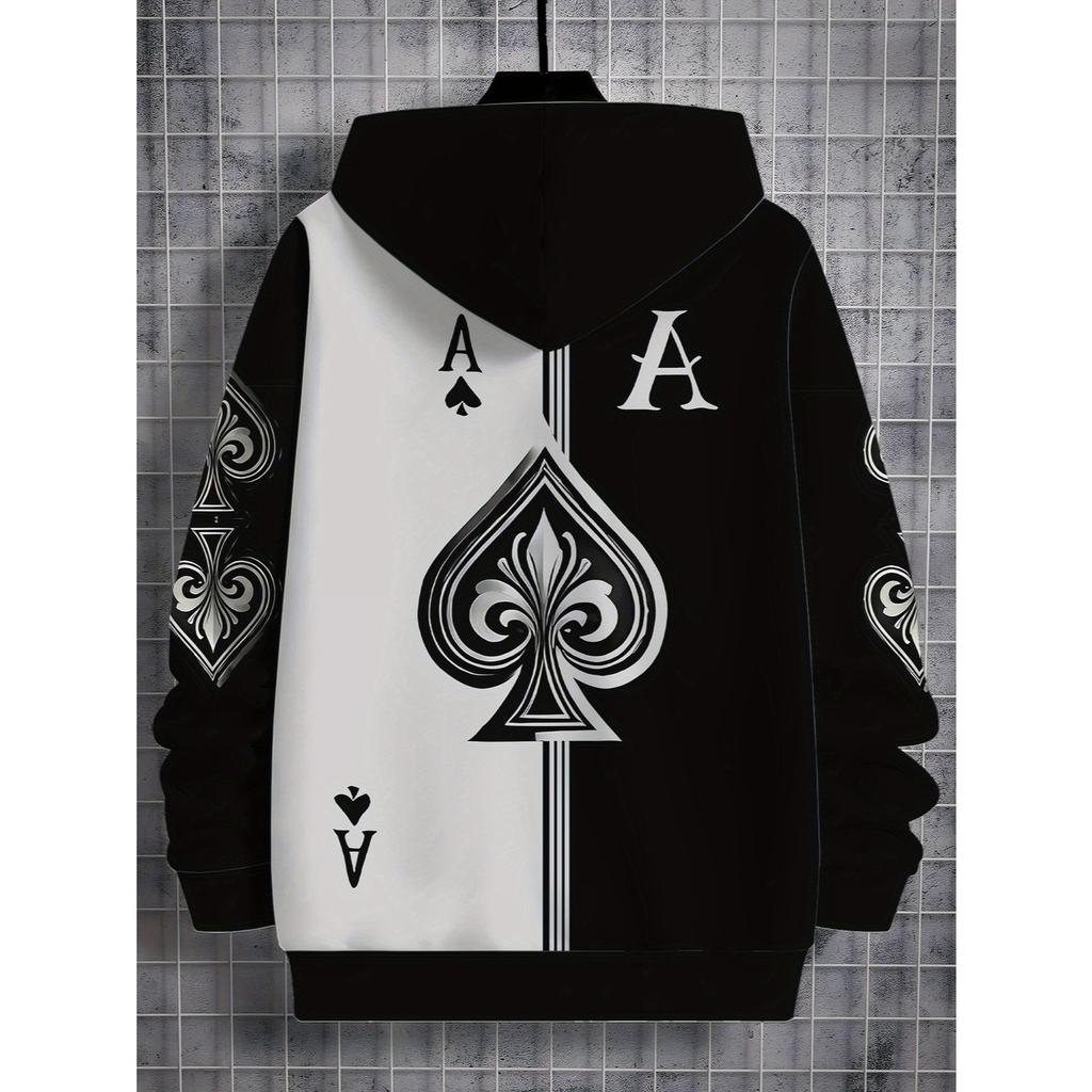 3D Digital Printed Playing Cards! Spades A Hoodie, a Fashionable and Trendy Children's Casual Clothing, Suitable for Boys To Wear When Going Out