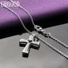 925 Sterling Silber Kreuz Herz Zirkon Anhänger Halskette Hochzeit Modeschmuck